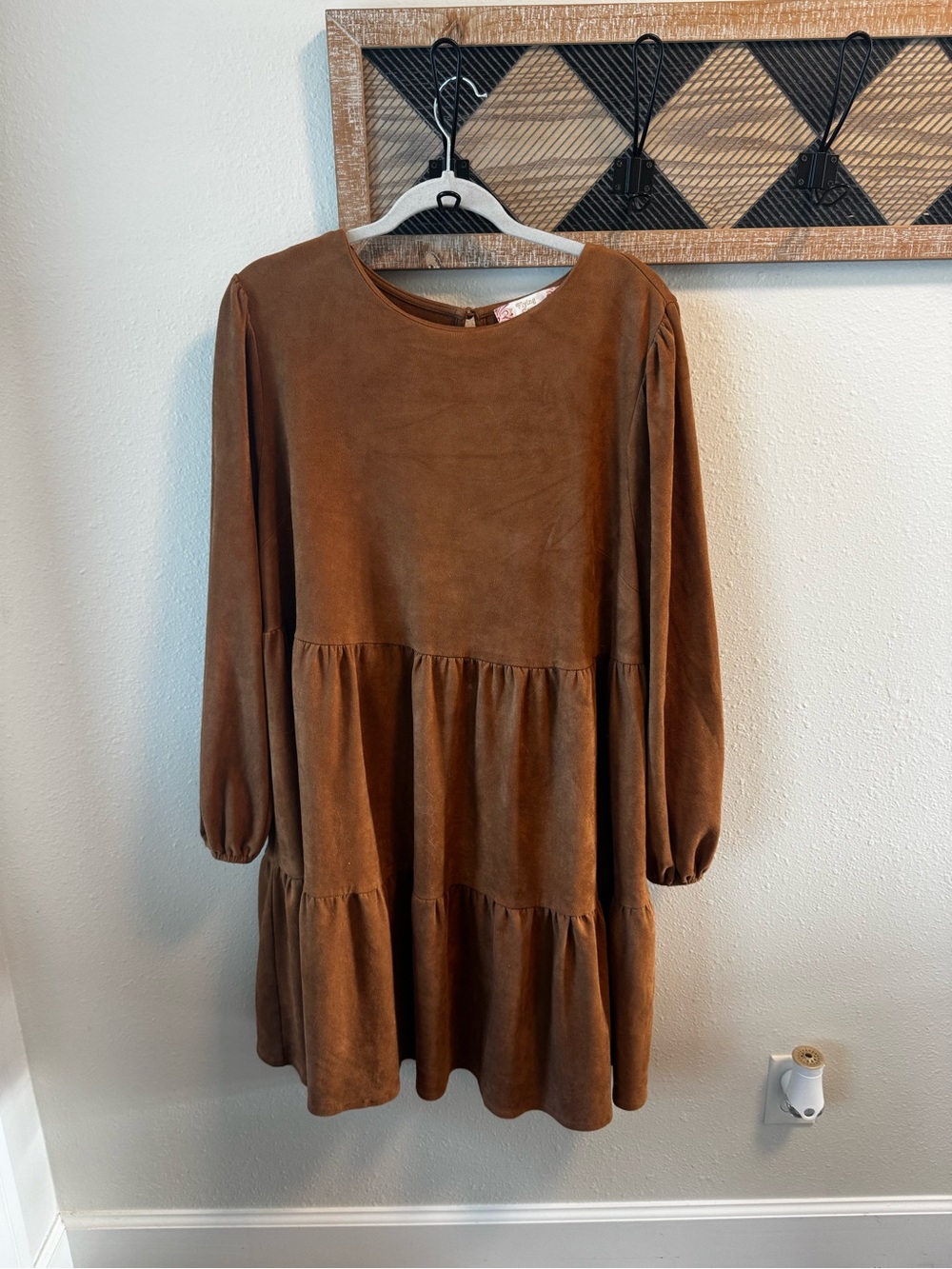 Flying Tomato Brown Tiered Long-Sleeve Dress